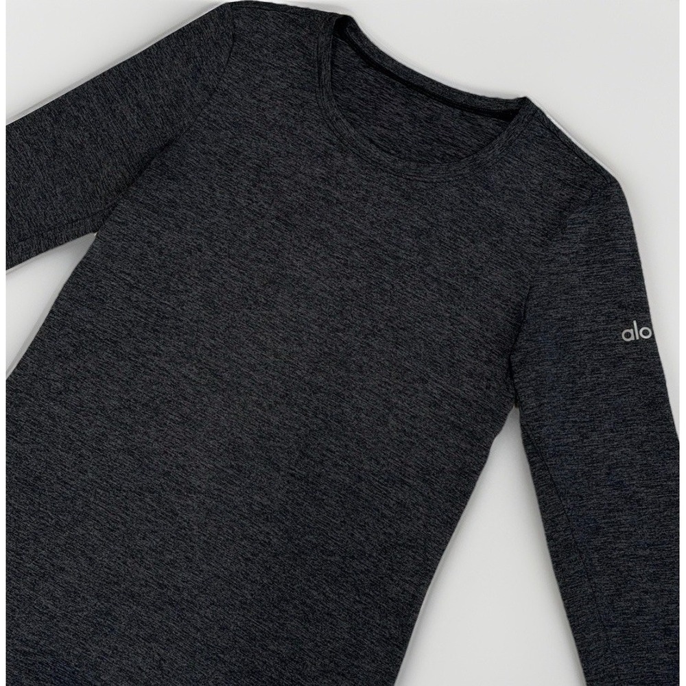 Alo Yoga Alosoft Finesse Long Sleeve Shirt Dark Heather Grey Size XS Athleisure